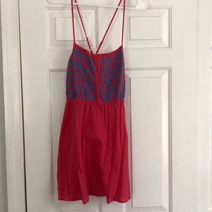 never worn- pink and blue patterned dress